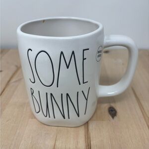 Rae Dunn SOME BUNNY LOVES YOU Coffee Mug White Ceramic Double Sided New